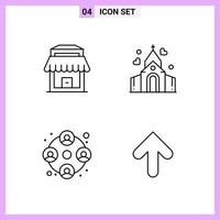 4 Icons in Line Style Outline Symbols on White Background Creative Vector Signs for Web mobile and Print Creative Black Icon vector background