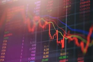 Gráfico del gráfico del mercado de valores: análisis de operaciones bursátiles, pantalla financiera de inversión, crisis bursátil, caída y crecimiento de las ganancias comerciales, gráfico financiero o de divisas, gráfico digital del mercado de valores, negocio foto