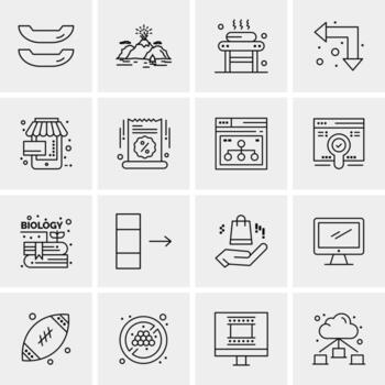 16 iconos de negocios universales vector ilustración de icono creativo para usar en proyectos relacionados con la web y dispositivos móviles