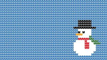 Knitting Snowman Background Pattern border on Blue Background, Knitting Light bulb Ethnic Pattern Border Merry Christmas and happy winter days vector poster