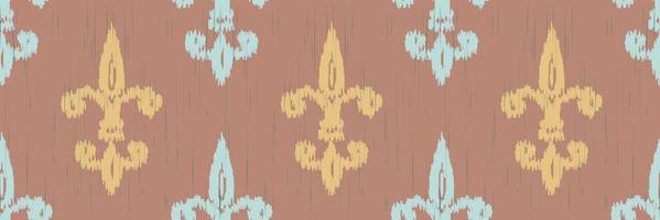 bordado escandinavo de damasco ikat, cruz tribal de patrones sin fisuras ikat, motivo vectorial textil digital diseño asiático arte antiguo para estampados tela saree mughal franjas textura kurti kurtis kurtas vector