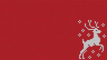 Knitting Deer Seamless Pattern border on Red Background, Knitting  Ethnic Pattern Border Merry Christmas and happy winter days vector poste