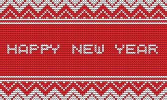Happy New Year Knitting Merry Christmas tree on Red background Digital vector Design For Print sweater decor Border