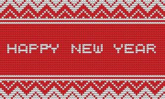 Happy New Year Knitting Merry Christmas tree on Red background Digital vector Design For Print sweater decor Border