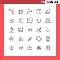 conjunto de 25 iconos de interfaz de usuario modernos signos de símbolos para píldoras cápsula usuario fruta plátano elementos de diseño vectorial editables vector