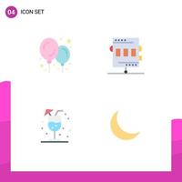 User Interface Pack of 4 Basic Flat Icons of baby stuff summer athletics recreation night Editable Vector Design Elements