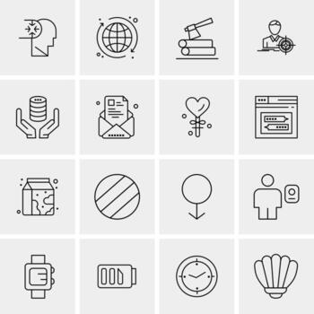 16 iconos de negocios universales vector ilustración de icono creativo para usar en proyectos relacionados con la web y dispositivos móviles
