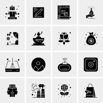 16 iconos de negocios universales vector ilustración de icono creativo para usar en proyectos relacionados con la web y dispositivos móviles