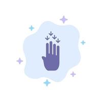 Finger Four Gesture Down Blue Icon on Abstract Cloud Background vector