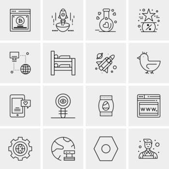 16 iconos de negocios universales vector ilustración de icono creativo para usar en proyectos relacionados con la web y dispositivos móviles