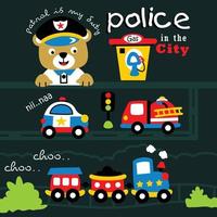 bear the police funny animal cartoon vector