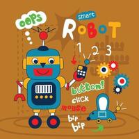 smart robot funny cartoon,vector illustration
