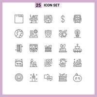 Group of 25 Lines Signs and Symbols for office draw furniture branding draw currency Editable Vector Design Elements