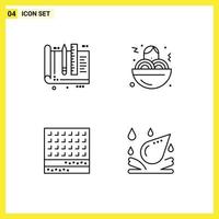4 User Interface Line Pack of modern Signs and Symbols of architect dessert ruler fast food thanksgiving Editable Vector Design Elements