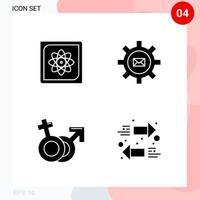 Vector Pack of 4 Icons in Solid Style Creative Glyph Pack isolated on White Background for Web and Mobile Creative Black Icon vector background