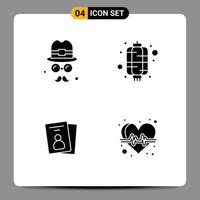 Group of 4 Solid Glyphs Signs and Symbols for avatar card fathers new pass Editable Vector Design Elements