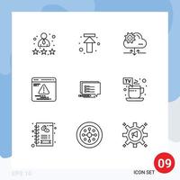 Set of 9 Modern UI Icons Symbols Signs for sms error upload web arrow Editable Vector Design Elements