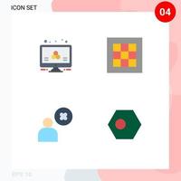 Group of 4 Modern Flat Icons Set for atom cross science drawing profile Editable Vector Design Elements