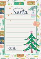 Cute blank for Christmas letter to Santa Claus. Cute template for kids holiday wishes. Vector illustration.