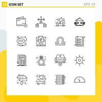 Universal Icon Symbols Group of 16 Modern Outlines of farming ecology development urban waste Editable Vector Design Elements