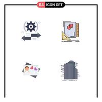 Group of 4 Flat Icons Signs and Symbols for setting sketching left layout love Editable Vector Design Elements