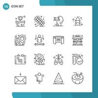 Vector Pack of 16 Outline Symbols Line Style Icon Set on White Background for Web and Mobile Creative Black Icon vector background