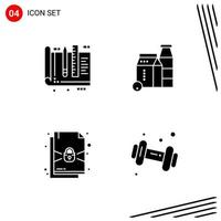 Collection of 4 Vector Icons in solid style Pixle Perfect Glyph Symbols for Web and Mobile Solid Icon Signs on White Background 4 Icons Creative Black Icon vector background