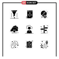 9 Creative Icons Modern Signs and Symbols of network connection key cloud drugs Editable Vector Design Elements