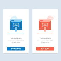 Credit Internet Loan Money Online  Blue and Red Download and Buy Now web Widget Card Template vector