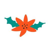 Christmas flower hand drawn in flat style. vector illustration