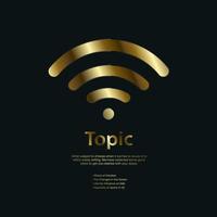 Gold Wifi icon, symbol, luxury frame signal wifi infographic sybols with text, premium icon wifi icon. vector