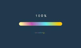 100 percent rainbow loading bar, luplouad user interface, colorful Futuristic loading symbol, a loading tap menu UI, use for Download progress, web design template, interface uploading design. vector