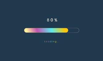 80 percent rainbow loading bar, luplouad user interface, colorful Futuristic loading symbol, a loading tap menu UI, use for Download progress, web design template, interface uploading design. vector