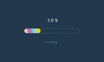 30 percent rainbow loading bar, luplouad user interface, colorful Futuristic loading symbol, a loading tap menu UI, use for Download progress, web design template, interface uploading design. vector