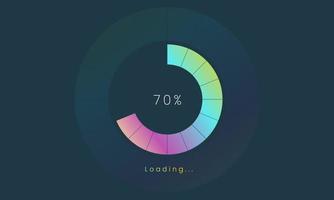 70 percent loading user interface, A Futuristic loading icon, colorful loading tap menu UI, use for Download progress, web design template, interface uploading design. vector