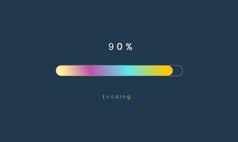 90 percent rainbow loading bar, luplouad user interface, colorful Futuristic loading symbol, a loading tap menu UI, use for Download progress, web design template, interface uploading design. vector