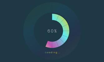 60 percent loading user interface, A Futuristic loading icon, colorful loading tap menu UI, use for Download progress, web design template, interface uploading design. vector