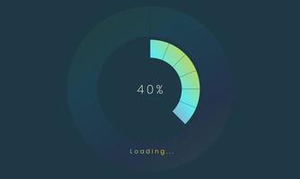 40 percent loading user interface, A Futuristic loading icon, colorful loading tap menu UI, use for Download progress, web design template, interface uploading design. vector