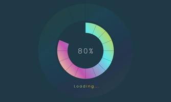 80 percent loading user interface, A Futuristic loading icon, colorful loading tap menu UI, use for Download progress, web design template, interface uploading design. vector