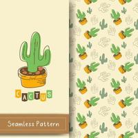 patrón sin costuras con linda ilustración de cactus vector