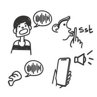 hand drawn doodle Simple Set of Voice Related illustration vector