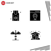 Group of 4 Solid Glyphs Signs and Symbols for basketball medical team map greece Editable Vector Design Elements