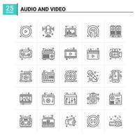 25 Audio And Video icon set. vector background