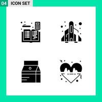 Pack of 4 Solid Style Icon Set Glyph Symbols for print Creative Signs Isolated on White Background 4 Icon Set vector