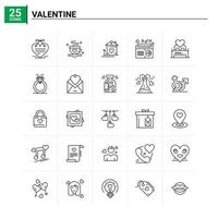 25 conjunto de iconos de san valentín fondo vectorial vector