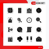 Creative Set of 16 Universal Glyph Icons isolated on White Background vector