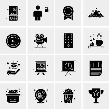 16 iconos de negocios universales vector ilustración de icono creativo para usar en proyectos relacionados con la web y dispositivos móviles