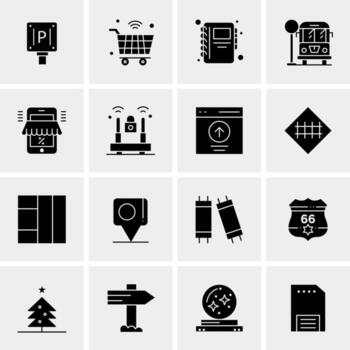 16 iconos de negocios universales vector ilustración de icono creativo para usar en proyectos relacionados con la web y dispositivos móviles