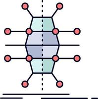 Distribution grid infrastructure network smart Flat Color Icon Vector