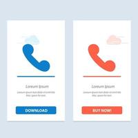 Call Incoming Telephone  Blue and Red Download and Buy Now web Widget Card Template vector